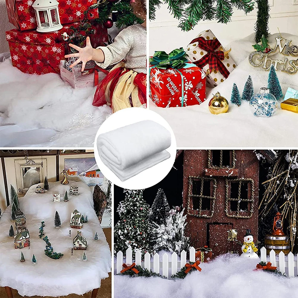 Artificial Snow Blanket Cotton Christmas Fake Snow Decoration for Christmas Snowflakes Holiday Decor Winter Village Display Gift