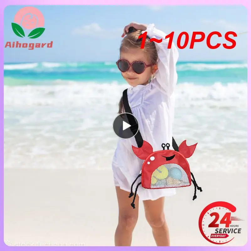 

1~10PCS Beach Mesh Bag Cute Crab Shaped Shell Bags for Holding Beach Shell ,Toy Shell Collecting Bags for Kids Picking Up Shells