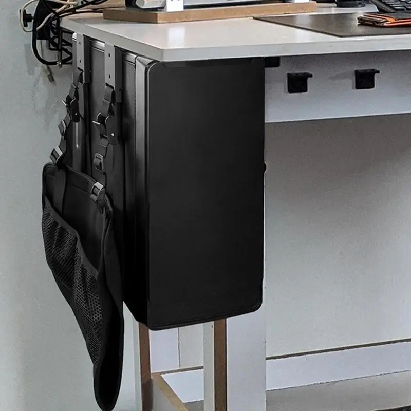 Montaggio del case del computer, supporto regolabile da posizionare sotto la scrivania, supporto stabile, nero
