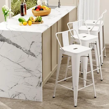 Set of 4 Industrial Metal Barstools, 24-Inch Counter Height 1