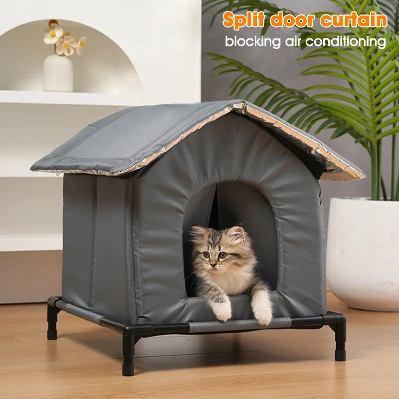 Outdoor Insulated Waterproof Cat Shelter with Moisture-Proof Base