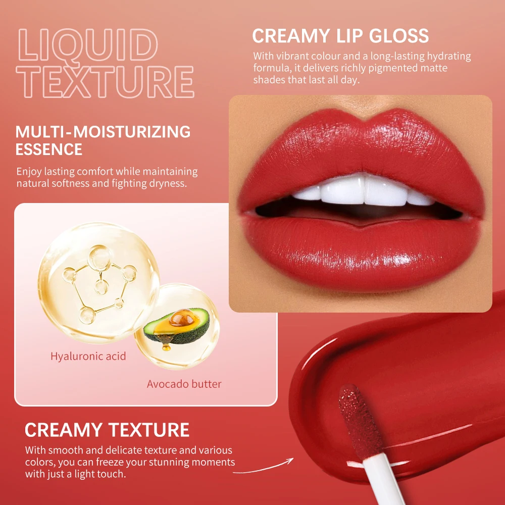 Waterproof Liquid Lipstick 8 Color Vitamin E Makeup Sets Lip Glosses Lip Plumpers Lip Cream Valentine's Day Gifts - Image 4