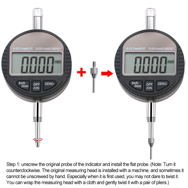 Digital Dial Indicator 0-12.7mm 0.01mm 0.001mm Touch Display Depth Gauge Dial Depth Gage Base Accessory dial indicator gauge dial indicator