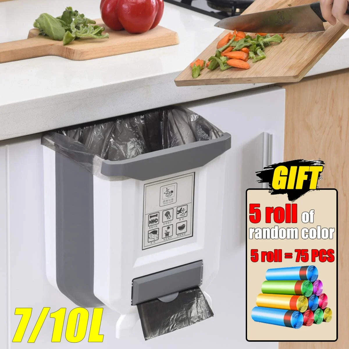 Wandmontierter Klappmülleimer - Platzsparender Abfalleimer 10L