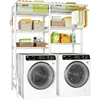 U13 Medium Over Washer and Dryer Storage Shelves, 6 Tiers Laundry Room Standing Shelf with 2 Hanger Rods, Space 6