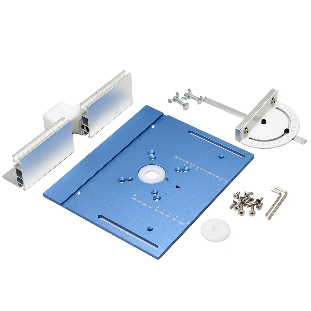 Router Table Insert Plate Aluminium Woodworking Trimmer Electric Wood Milling Flip Plate With Miter Gauge for DIY Working Benche