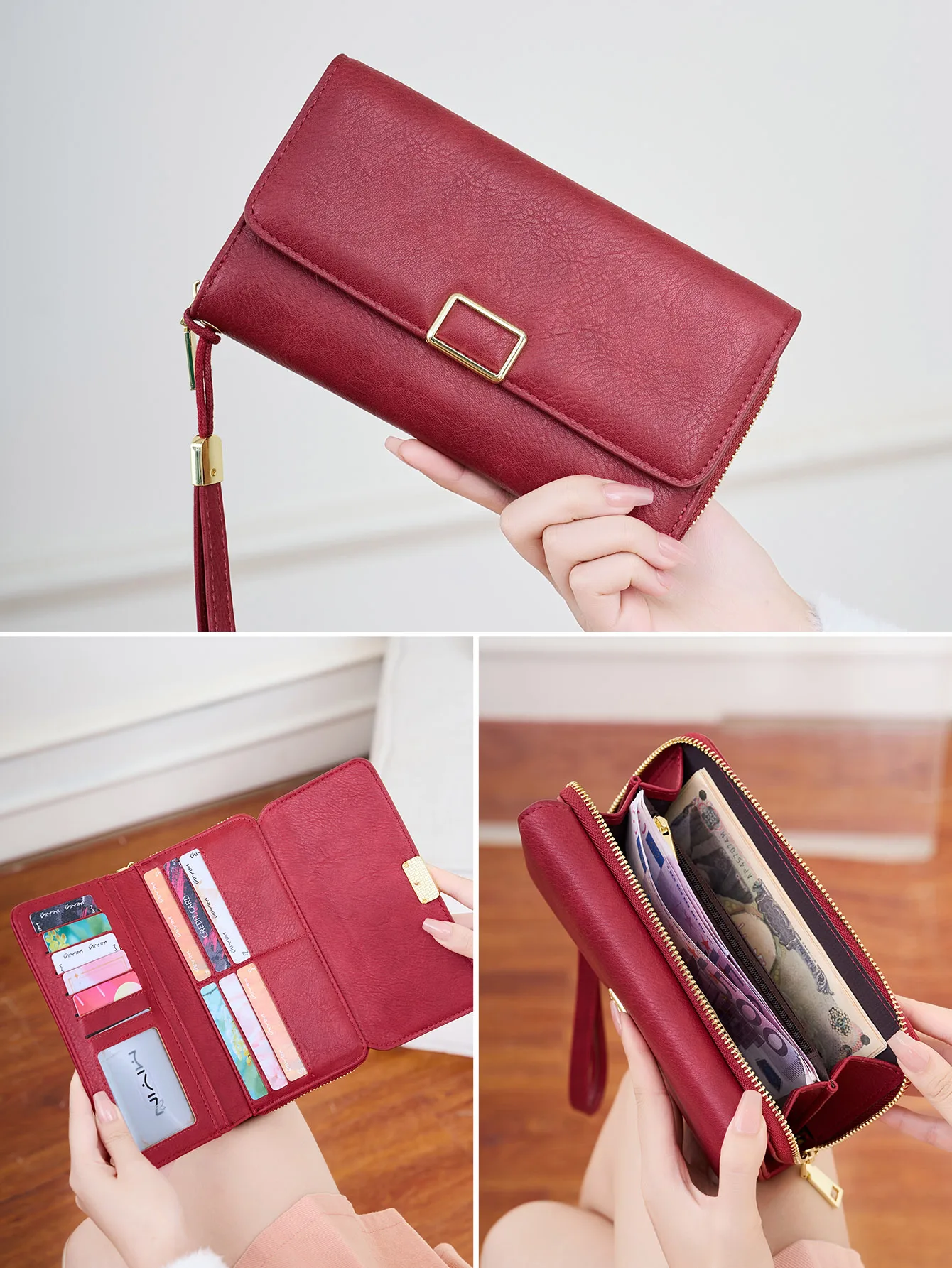 SENDEFN Women's Genuine Leather Wallet - RFID Blocking Wristlet With 24 Card Slots 8 thumbnail image