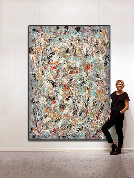 Hand-painted Pollock Style Oil Canvas