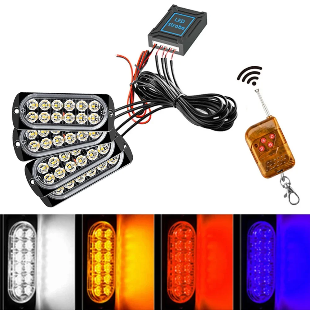 

12V LED Strobe Oscilloscope Emergency Brake Beacon Car Police Flash Wireless Remote Control Modification Accessories Lights