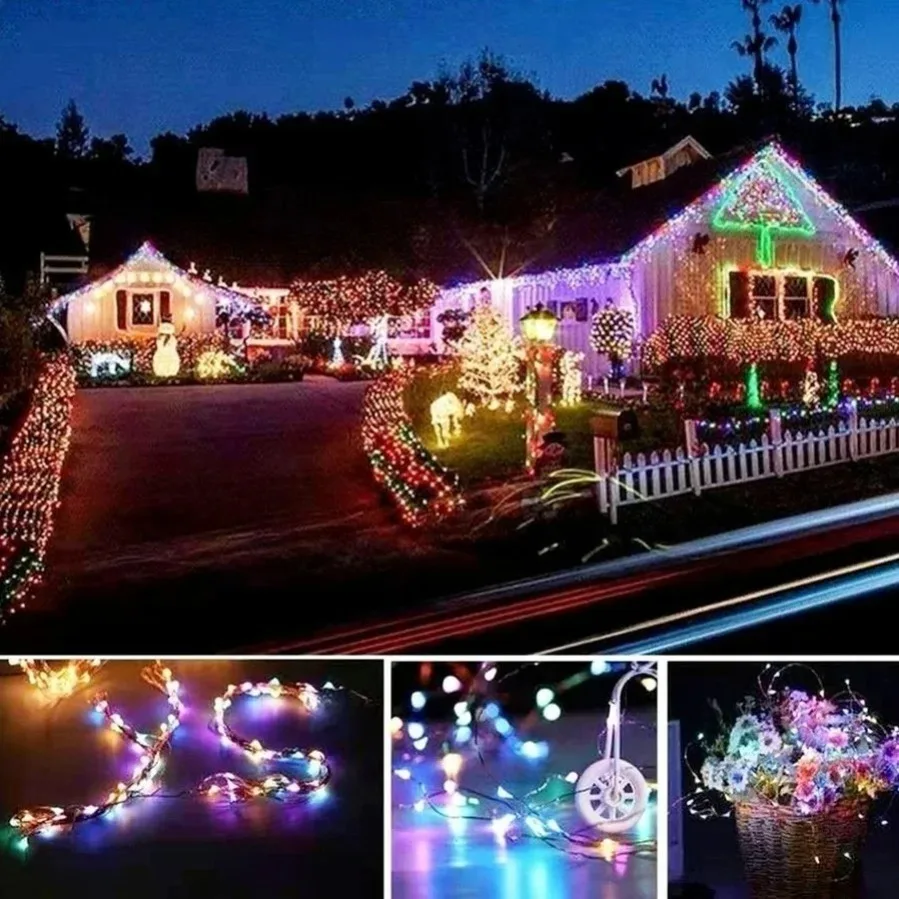 32m/22/12/7m Solar Led Light Outdoor Festoon Lamp Garden Outdoor Fairy Garland String Christmas Decor Lighting Strip Waterproof 2