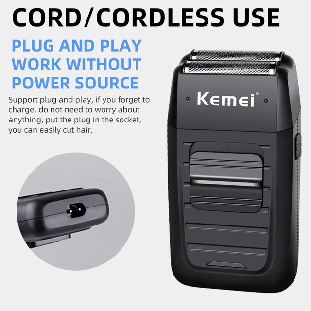 Kemei Rechargeable Cordless Shaver for Men Twin Blade Reciprocating Beard Razor Face Care Multifunction Strong Trimmer KM-1102 6 Kemei Rechargeable Cordless Shaver for Men Twin Blade Reciprocating Beard Razor Face Care Multifunction Strong Trimmer KM-1102 6