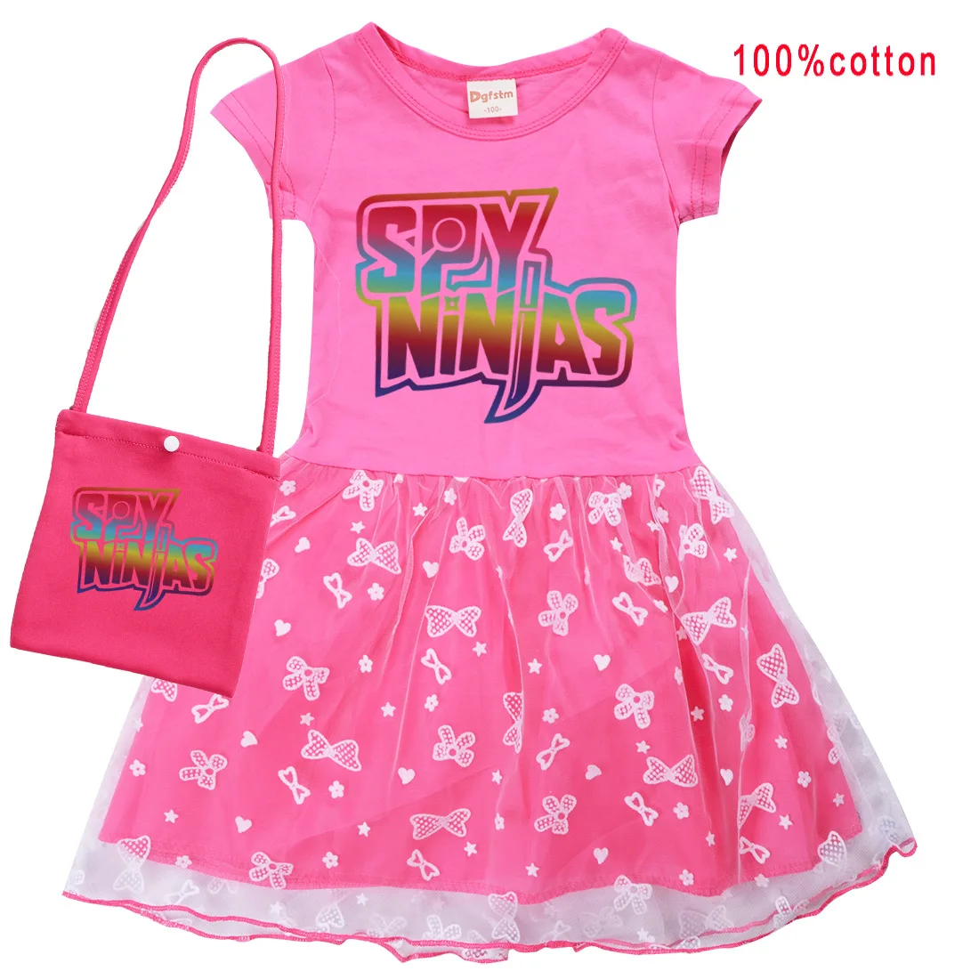 

SPY NINJAS Kids Summer Print Princess Dress Baby Girls Cute Lace Princess Dress Toddler Girls Birthday Party Dresses With Bag