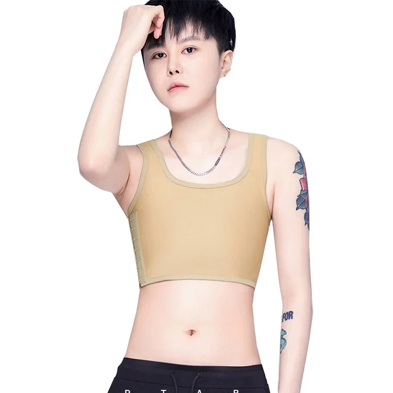 Chest Binder HaleyChan 3 Rows of Hook Mesh Breathable Plus Size Chest Binder for Tomboy Trans Lesbian Crossdresser FTM Corset Strapless Top