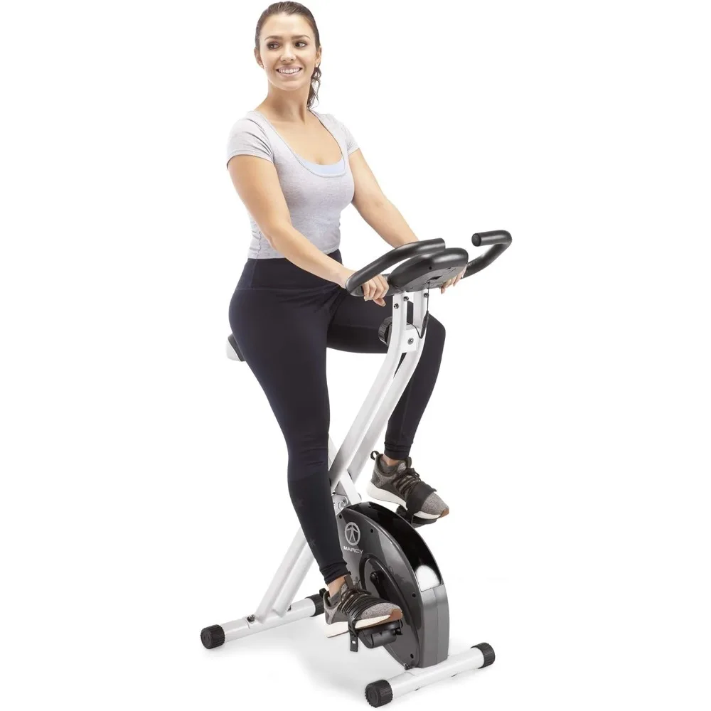 

Foldable upright exercise bike with adjustable resistance for aerobic exercise and strength training - multiple styles