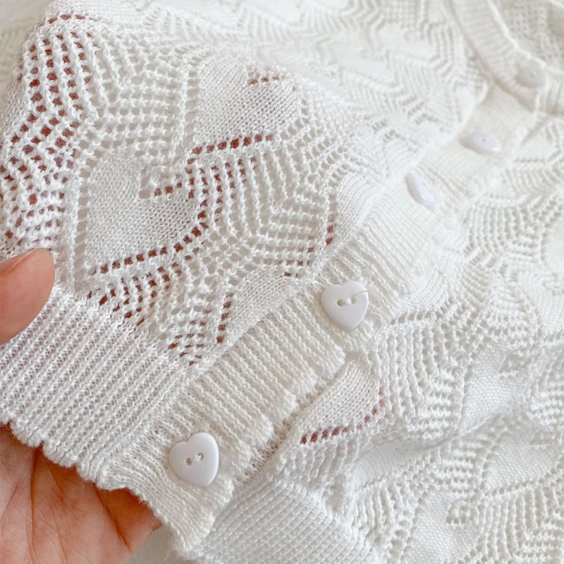 Spring New Baby Clothing 0-3 Year Old Girl Sun Protection Air Conditioning Shirt Long sleeved Knitted Hollow Coat baby girls sweater