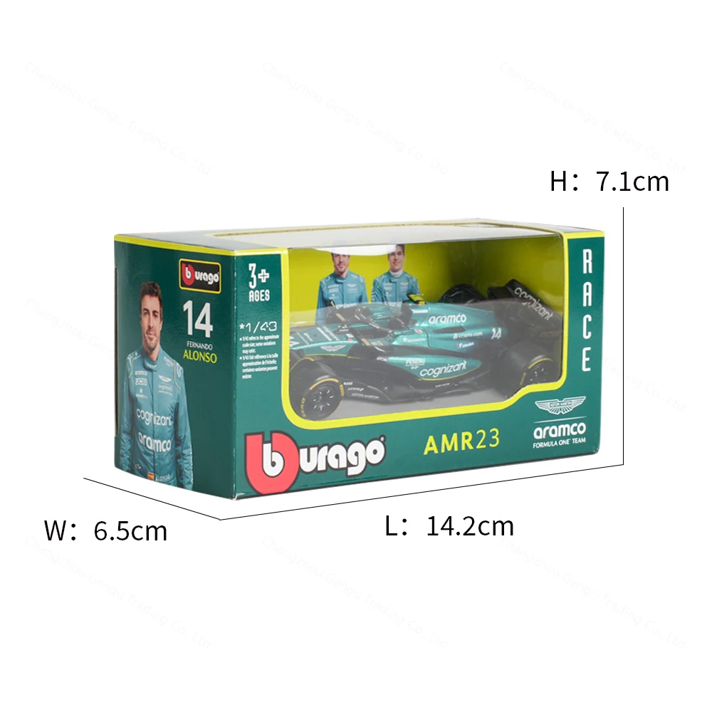 Bburago 1:43 2023 Aston Martin AMR23 F1 Formula Car Die Cast Vehicles Collectible Model Racing Toys 3
