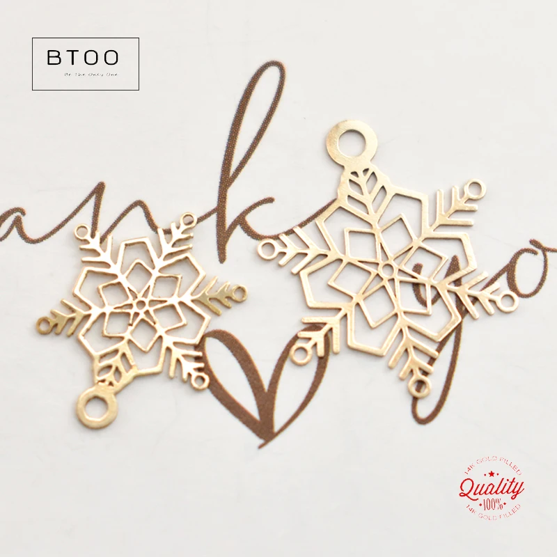 Snowflake Charm 14K Gold Filled Snowflake Gold Charm Jewelry for DIY Bracelet Necklace Making Tarnish Resistant Jewelry Findings
