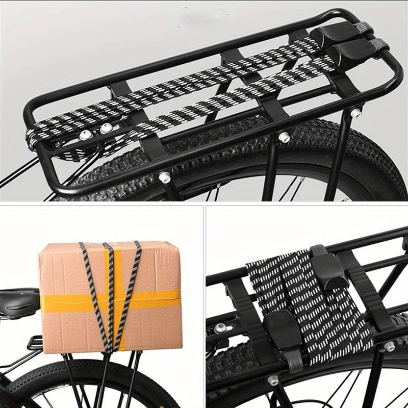 Bicycle Luggage Rope Elastic Carrier Rack Straps Elastic Rubber Belt Buckle Rope Belt with Hook Mountain Bike Bag Accessories