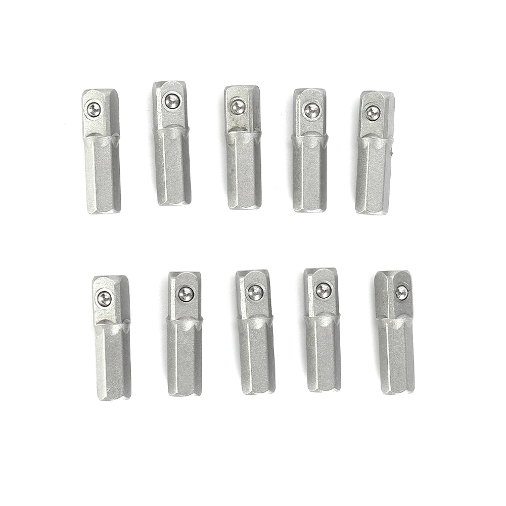 10 Stück 25 mm langer Schlagschrauber-Adapter-Konverter 1/4 Zoll Sechskantschaft auf 1/4 Zoll Vierkantantrieb Sechskantgriff-Adapter-Konverter Bohrwerkzeuge – Detail 6