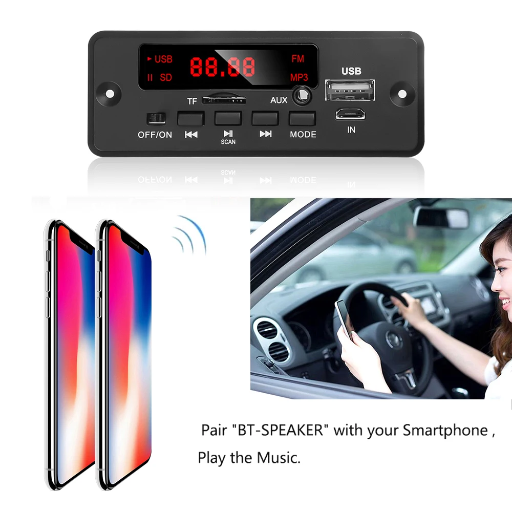 6W 50W Amplifier Handsfree MP3 Player Decoder Board 5V 12V 18V Bluetooth 5.0 Car FM Radio Module Support FM TF USB AUX Recorders sony walkman mp3