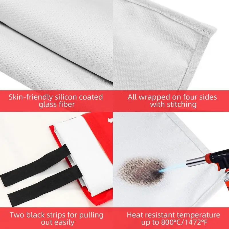 Fire Extinguishing Cover Fiberglass Fire Extinguishing Blanket With Handle Household Safety Necessities For Car Kitchen Cooking