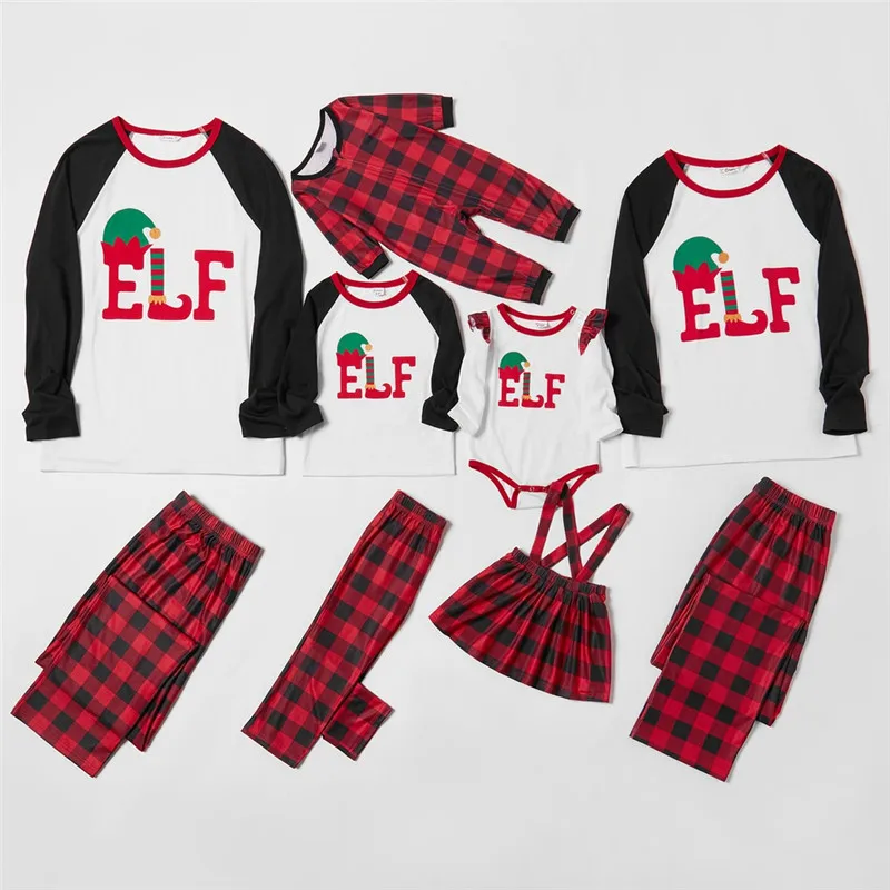 

Пижама Рождественская семейная одежда с принтом для мужчин и женщин комплект одежды из 2 предметов для мамы мини-я подходящие платья детский комбинезон домашняя Ночная одежда