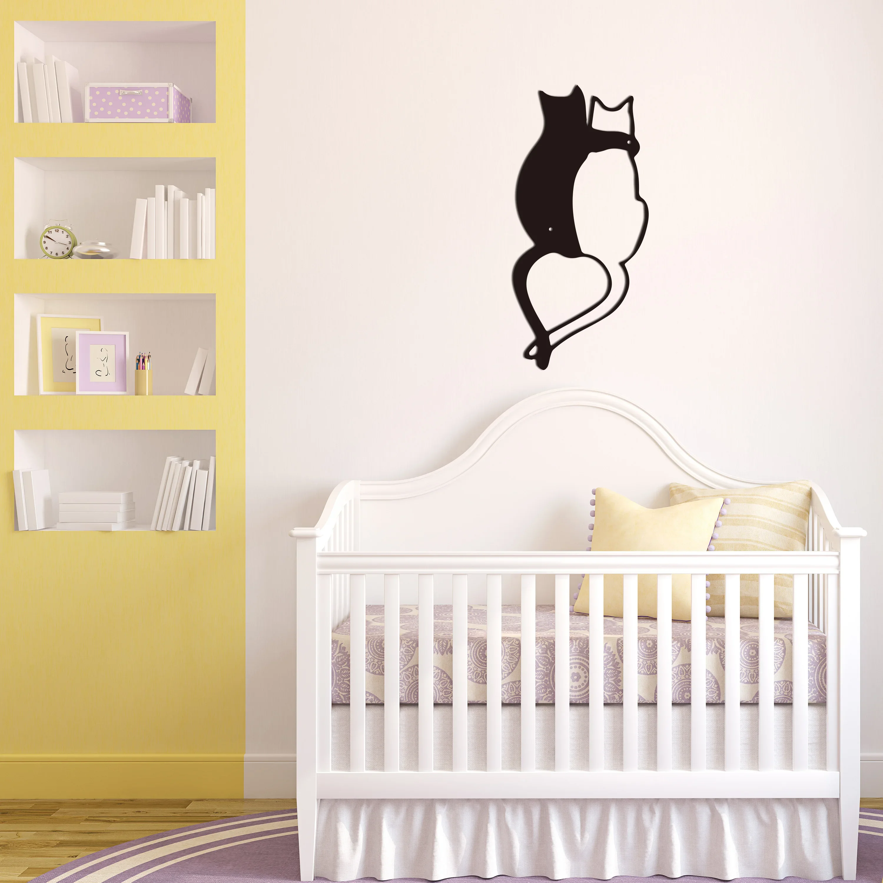 

1pc Intricate Black Metal Wall Hanging Decor Featuring Cute Cat Heart-shaped Tail,Perfect for Cat Lovers Room Home Decoration