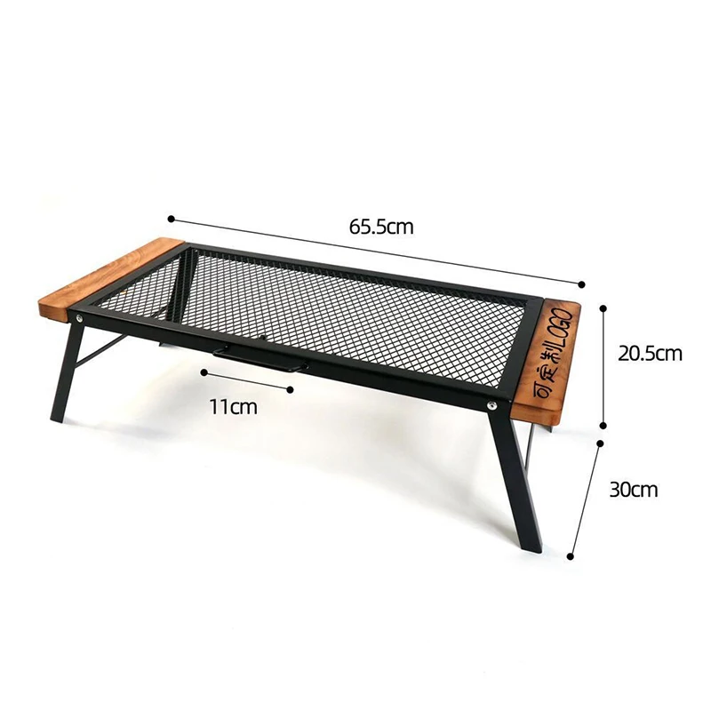 Outdoor Barbecue Iron Table Convenient Folding Net Table Campfire Grill With Handle Camping Barbecue Cooking Rack