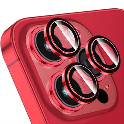 Diamond Ring Metal Camera Lens Protector - Premium Phone Accessory - iPhone 16 (Red)