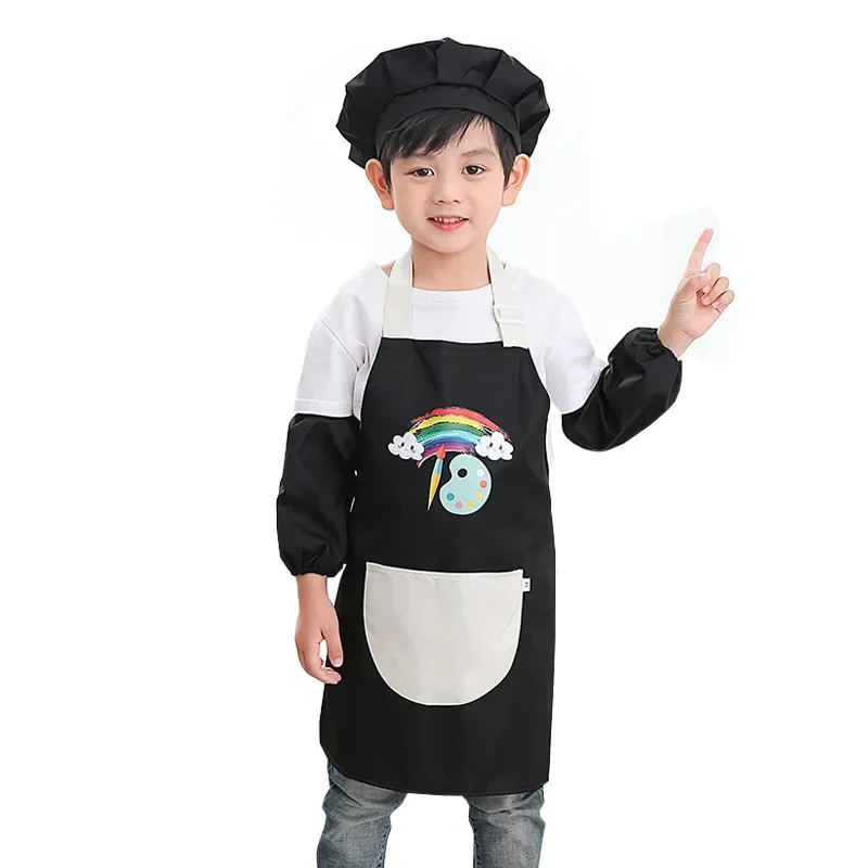 Children's Apron Waterproof Painting Studio Drawing Art Printed Feeding Coverall Baby Eating Coverall Clothing