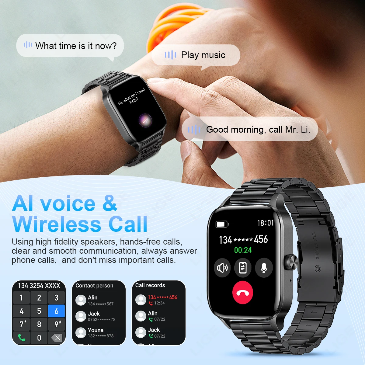 LIGE Fashion Smart Watch Women 1.85” HD Screen Custom Watch Face Women’s Health Monitor Watch Bluetooth Call Sports Smartwatches