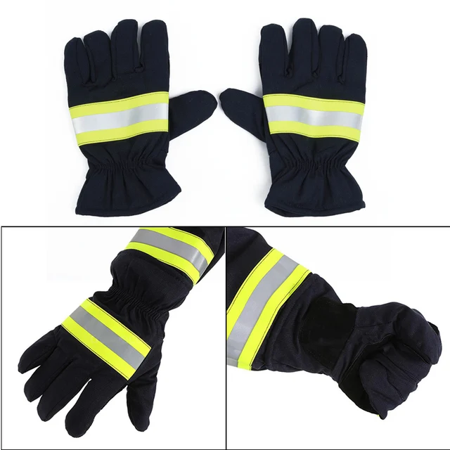 1 Pair Protection Gloves Heat-resistant Non-slip Wear-resistant Gloves Reflective Strap For Firefighter Welding Cold Weather 2