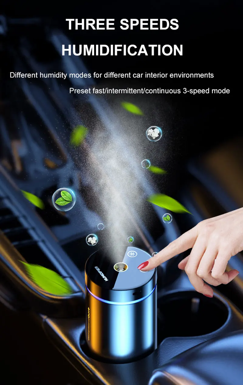 Wireless Air Humidifier 300ml Ultrasonic Fogging Spray Office Car Bedroom Humidifier Rechargeable Multiple Light Efffect