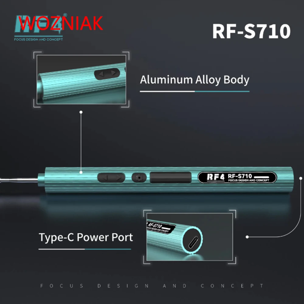 RF4 RF-S710 실시간 온도 조절 C210 납땜 인두 정밀 팁 알루미늄 합금 바디 (휴대폰 메인보드 납땜용)
