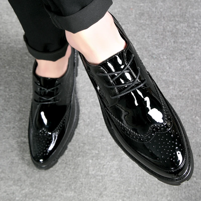 Mens Shoes Thick Bottom Men business Dress Shoes Leather Luxury Italian Style Men Formal Shoes Brand Bring Business Leather 4