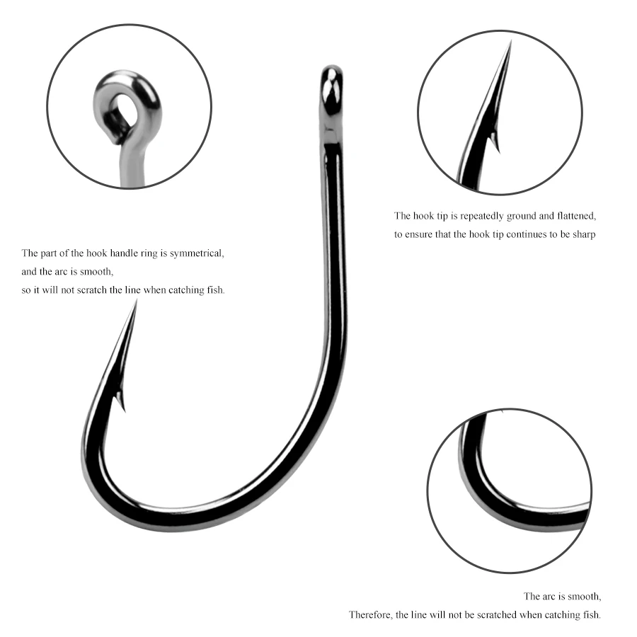 FTK 고탄소강 플라이 낚시 후크, 날카로운 가시 후크, 곡선 넓은 유광 가시 강화, 개울 물고기용 잉어 후크, 상자당 50 개