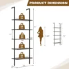 5-Tier Bookshelf, Modern Wall Mounted Ladder Shelf, 5 Tiers Wood Open Bookcase w/Metal Frame, Home Office Display Rack 2