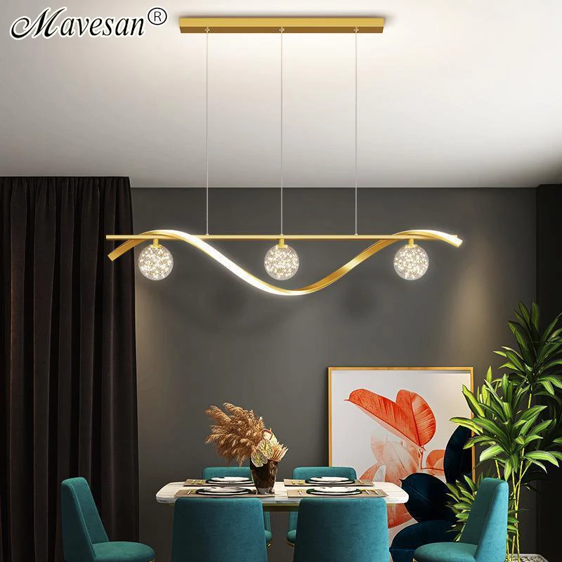 

Simple LED Modern Line Pendant Light Glass Ball Star Creative Art Chandelier Restaurant Dining Room Clothing Store Hanging Light