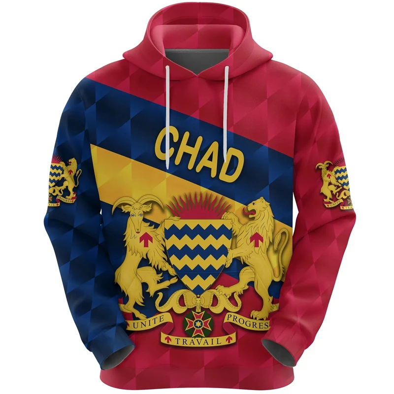 

Chad Flag Map Graphic Sweatshirts Fashion National Emblem Hoodies For Men Clothes Coat Of Arms Tracksuit Casual Male Hoody Tops