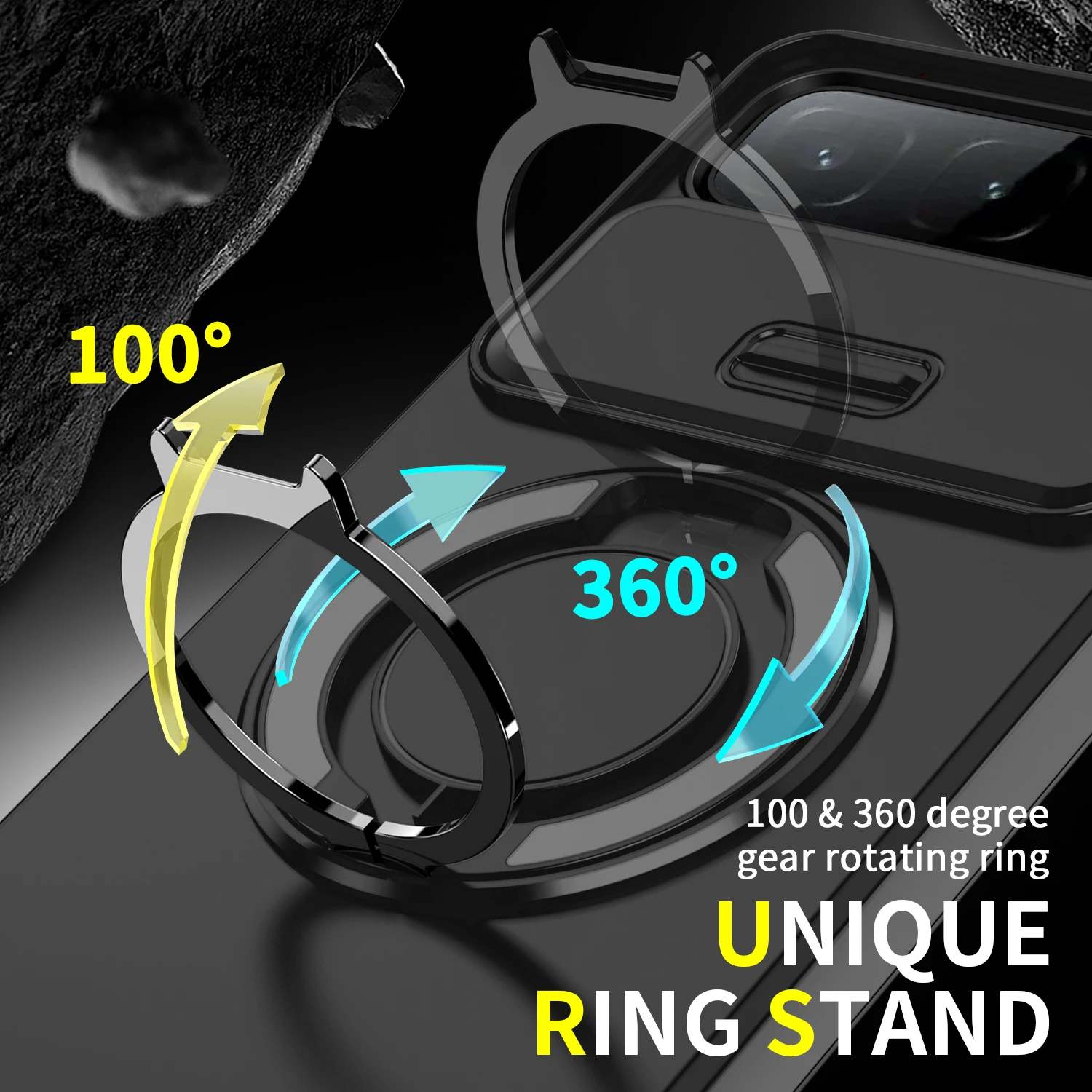 Shockproof Armor Phone Case with Magnet Holder and Lens Protection Cover