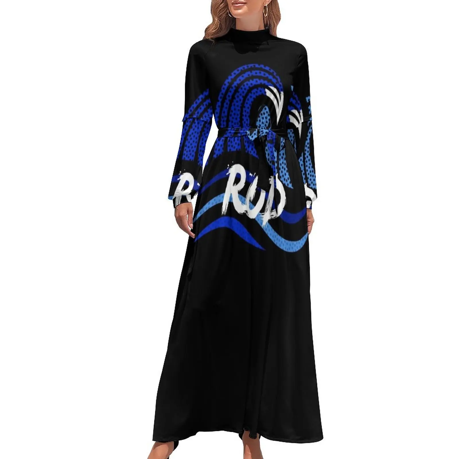 thumbnail image 1 of Vestido largo elegante con ondas onduladas y goteo para mujer, vestidos de noche elegantes y chic para boda, vestidos de noche para mujer, ropa de verano para mujer, 1 of 5