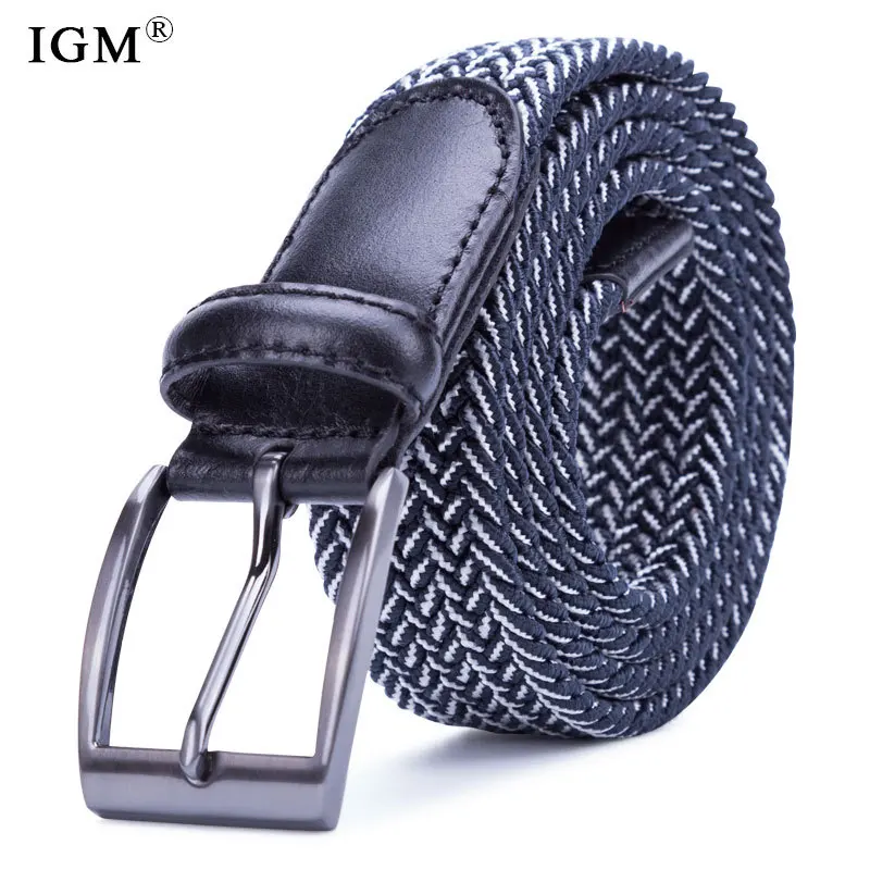 

IGM Classic Men's and Women's Non hole Needle Buckle Canvas Belt, Elastic Weaving Belt, Casual Versatile, Students and Teenagers