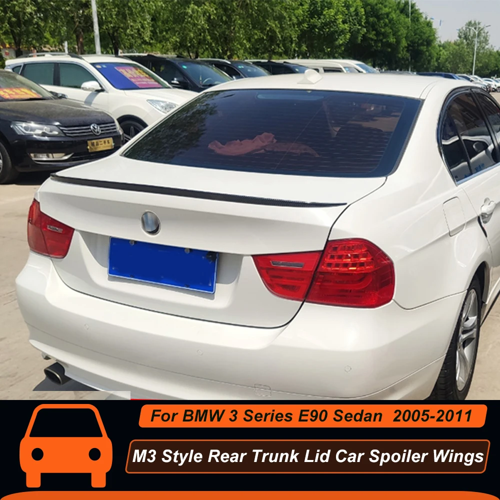 

For BMW 3 Series 320i 325i 328i 330i 335i E90 2005-2012 M3 Style Rear Trunk Lid Ducktail Lip Car Spoiler Wings Accessories