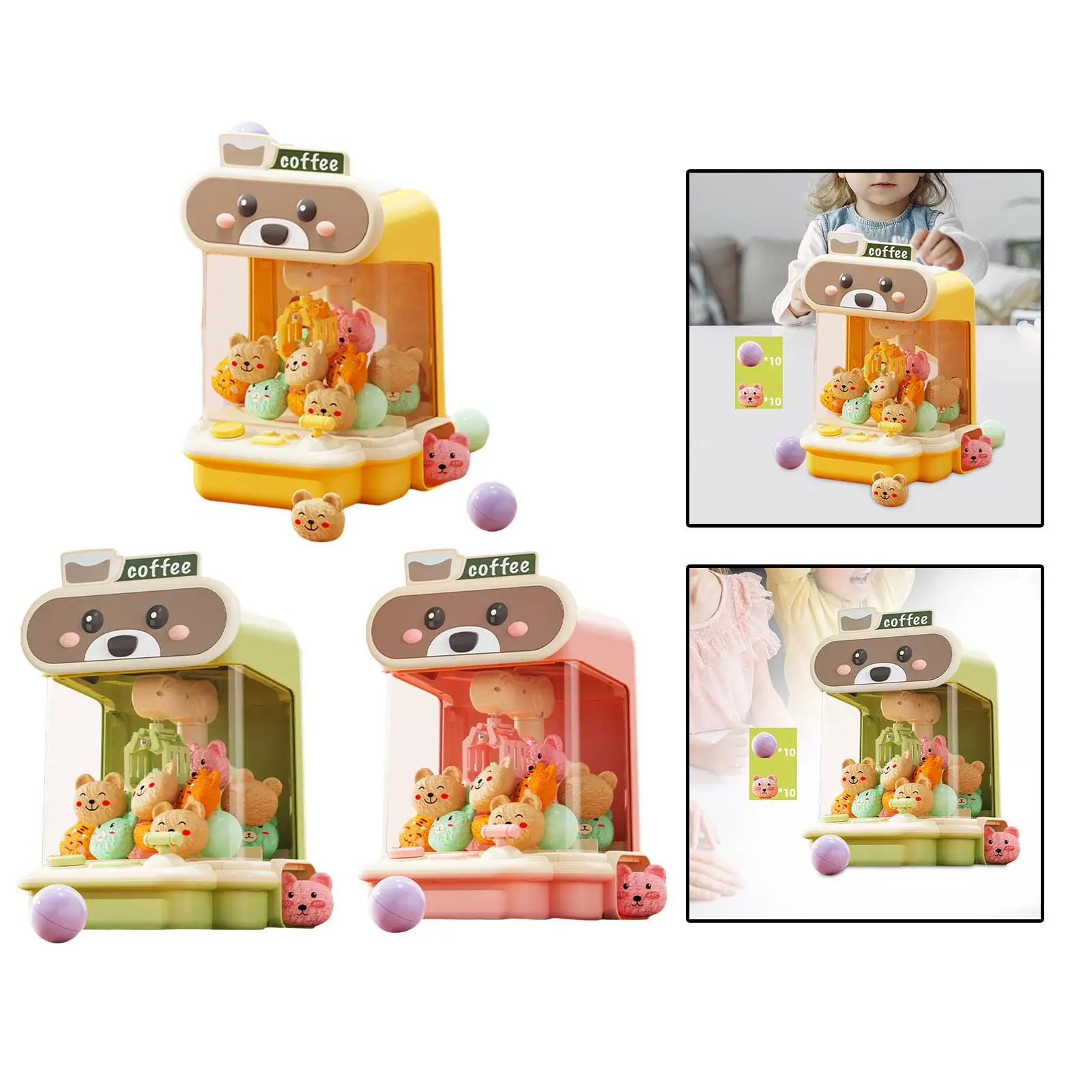 Claw Game Machine for Boy and Girls Exciting Indoor Party Favors with Music Kids Vending Toy Mini Candy Dispenser for 10 Dolls 3
