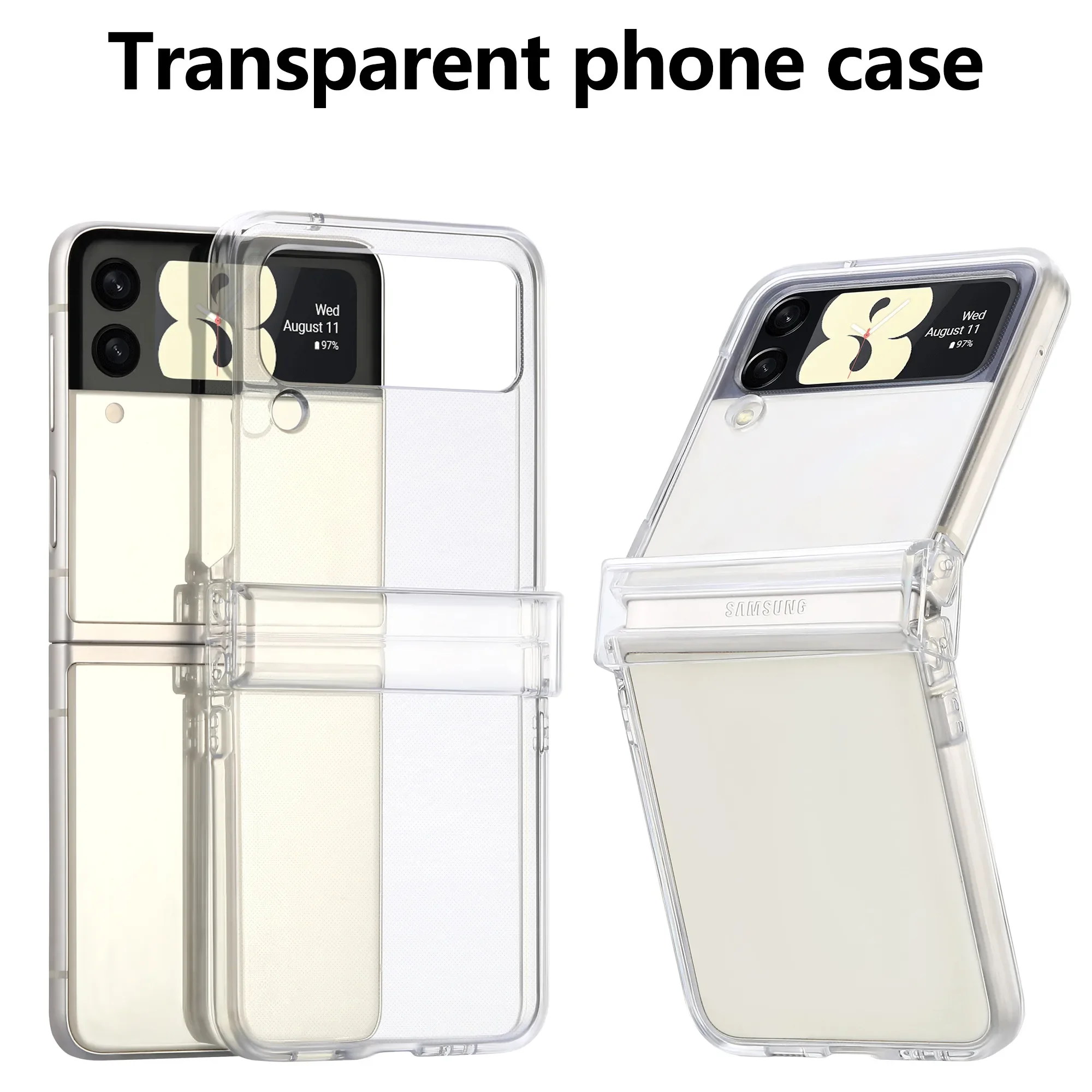 Clear Anti-Slip Mobile Phone Cover with Hinge Protection