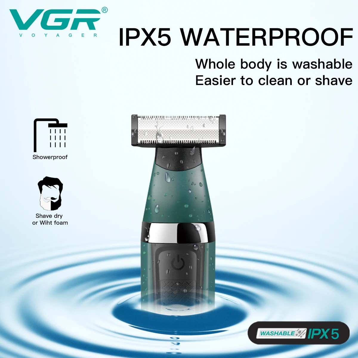VGR 2in1 Face + Body Electric Shaver Men Grooming Kit Beard&Body Trimmer Rechargeable Electric Razor Wet Dry Washable electric shaver hair trimmer electric razor rotary shaver