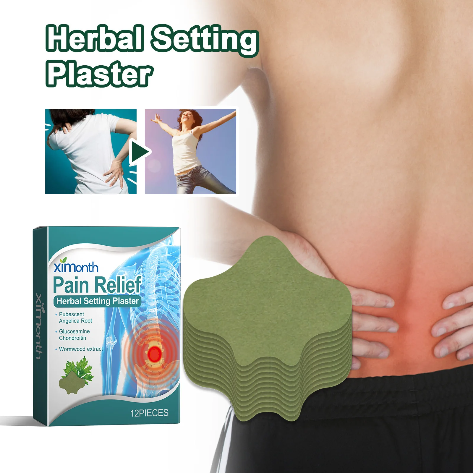 Back Analgesic Sticker Relieve Lumbar Sprain Muscle Ache Hip Nerve Pain Relief Anti Inflammation Sciatica Nerve Treatment Patch