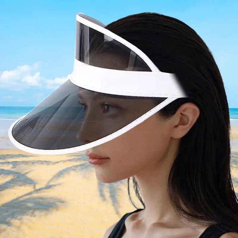 Fashion Summer Outdoor Sports Sun Protection Cap Unisex Clear Visor Hat PVC Sunshade Hat UV Protection