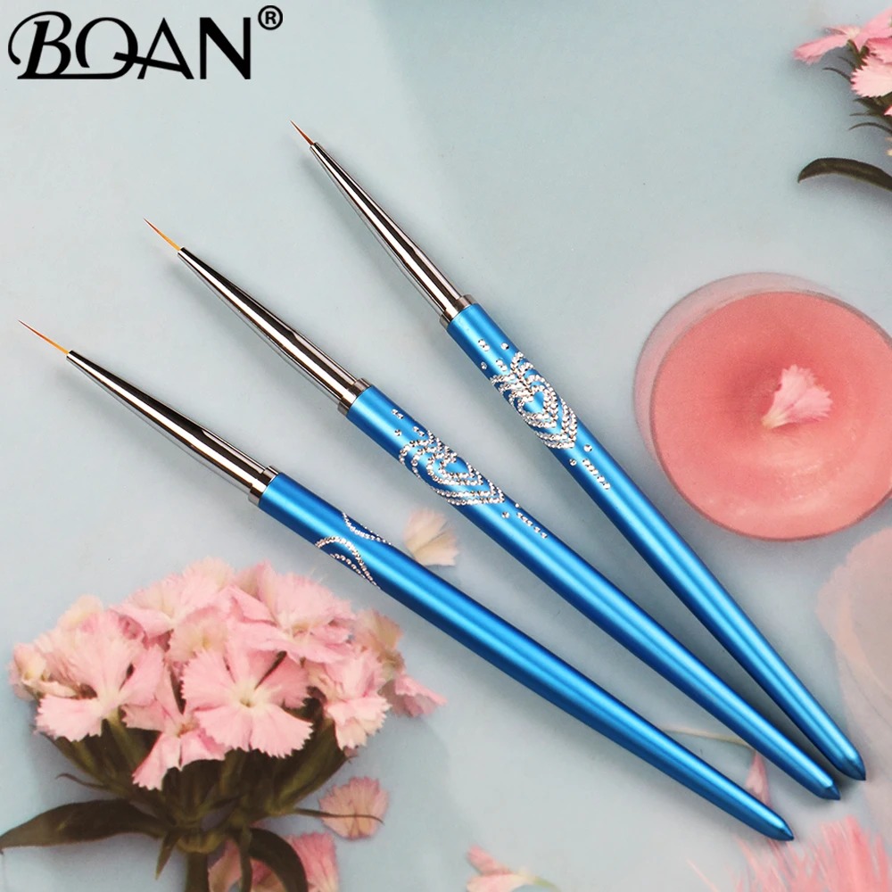 BQAN 7/9/11mm 블루 네일 아트 라이너 브러쉬 젤 네일 브러쉬 젤 매니큐어 페인팅 브러쉬 드로잉 네일 아트 브러쉬 펜 세트