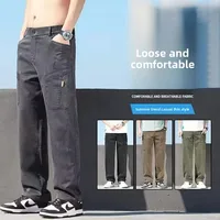 Loose Straight Leg Men's Casual Pants Multiple Pockets Wear Resistant Mid Young Adult Summer Workwear American Style Long Trouse